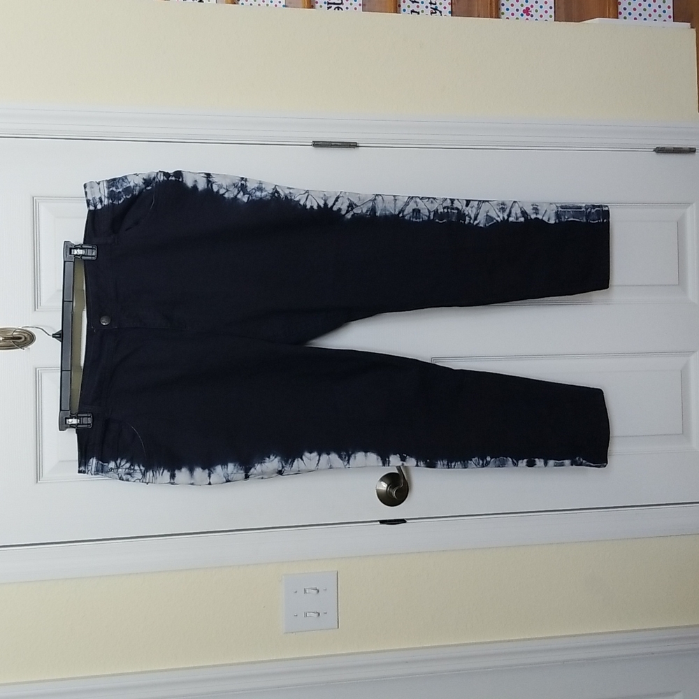 Dark jeans with bleach tie dye sides